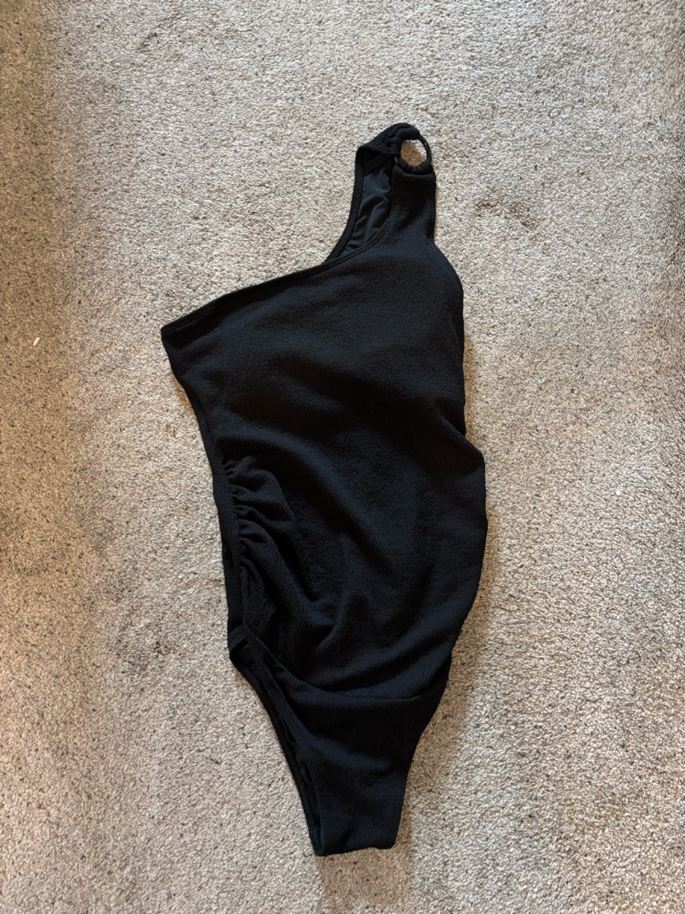 One-Shoulder Black Ribbed bathing suit - maternity